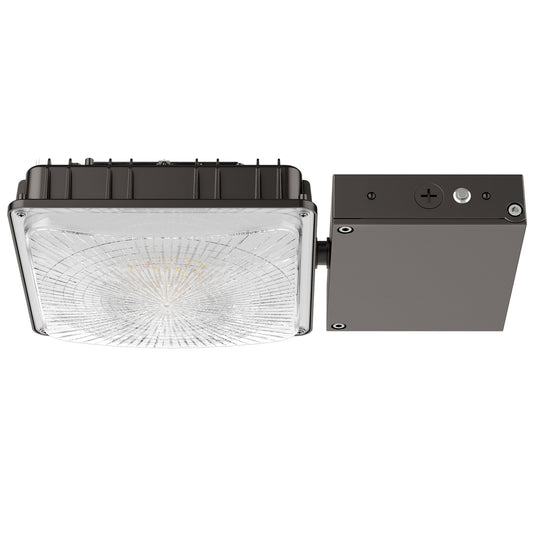 LED Canopy Light with Emergency Battery Backup – 63W/45W/30W Selectable, 4000K/5000K, 9400 Lumens, 120-277V, UL DLC, IP65 Commercial Gas Station & Parking Garage Lighting