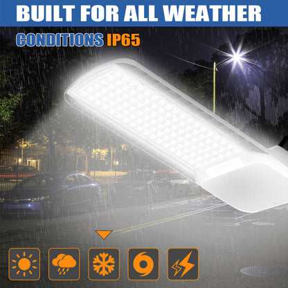 Commercial LED Road Lighting 100W 150W 200W 5000K Daylight 120-277V Dusk to Dawn Streetlights, Silver Aluminum Housing, ETL Listed
