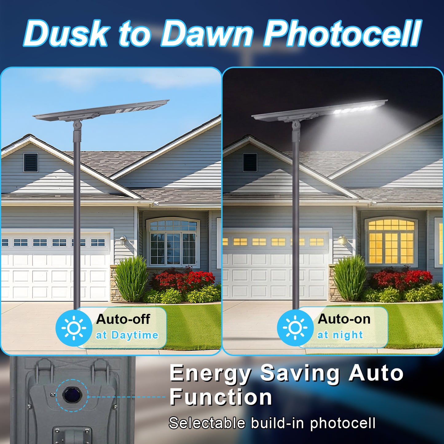 dusk to dawn solar street light 5000K commercial