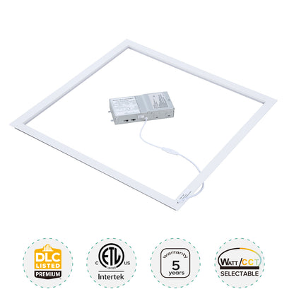 2x2 LED Frame Panel Light, Edge-Lit Flat Panel, 5CCT 3000K–6500K, Wattage Selectable 20W/30W/40W, 0-10V Dimmable, 100-277V Commercial Drop Ceiling Light for Office, School, Hospital, 6 Pack
