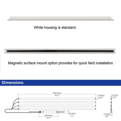 4FT LED Magnetic Retrofit Kit, 60W/50W/36W, 3CCT 3000K/4000K/5000K, 120-277V for Troffers, 4 Pack