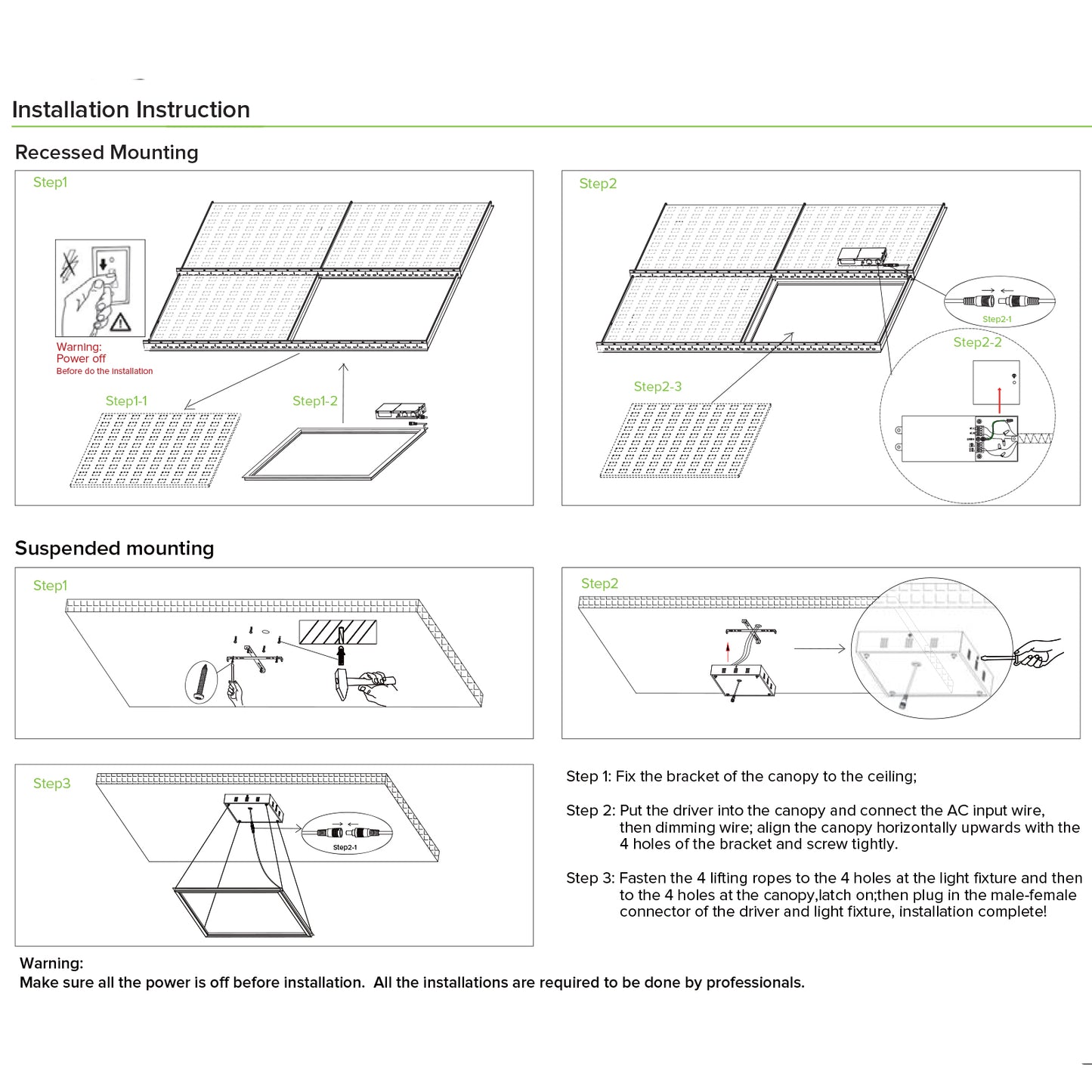 2x4 LED Panel Light, Edge-Lit Frame, 5CCT 3000K–6500K, Wattage Selectable 40W/50W/60W, 6 Pack