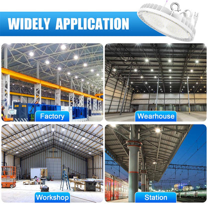 90W 120W 150W 200W 240W LED UFO High Bay Light 4500K/5000K/5700K 0-10V Dimming Shop Lights with US Plug, Wet Location UL DLC Listed