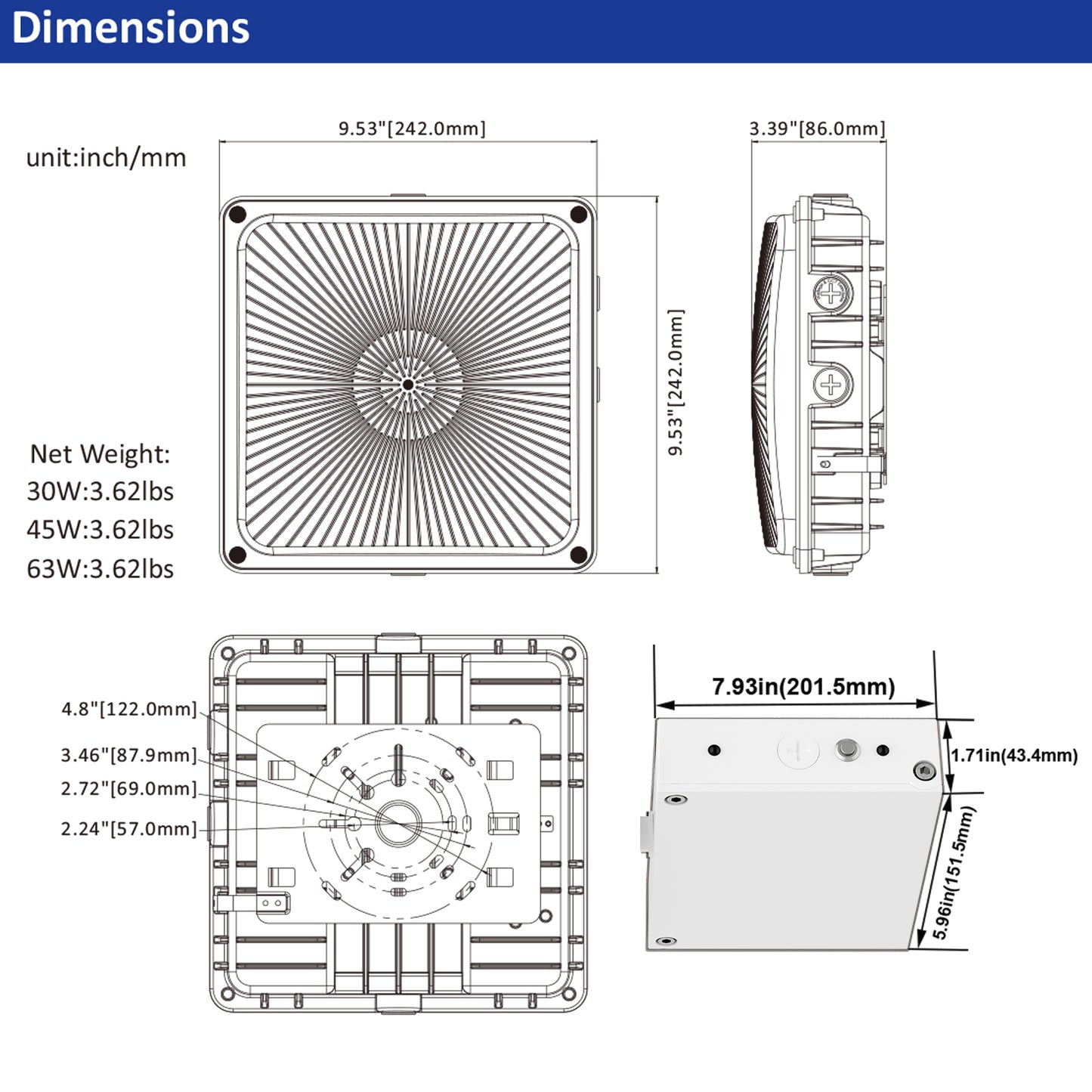 industrial LED canopy light