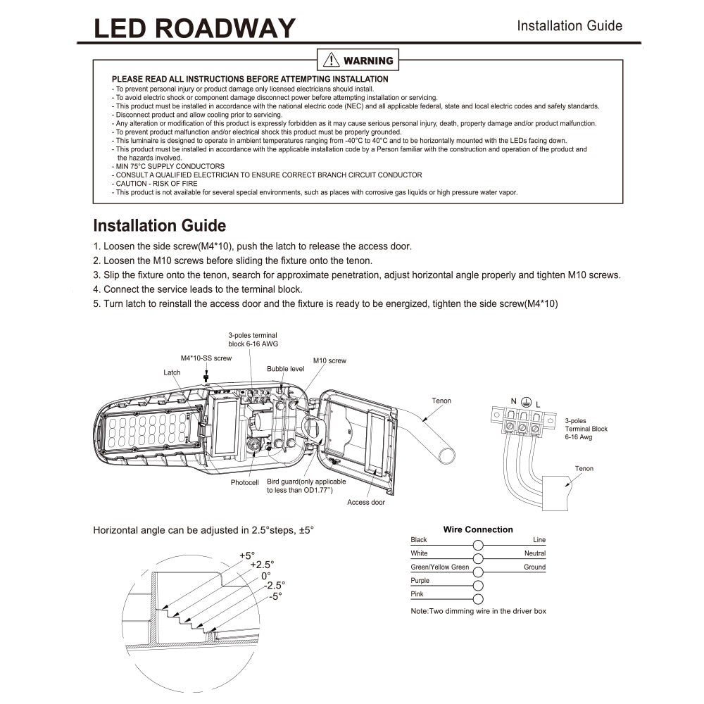 LED pole mounted street light