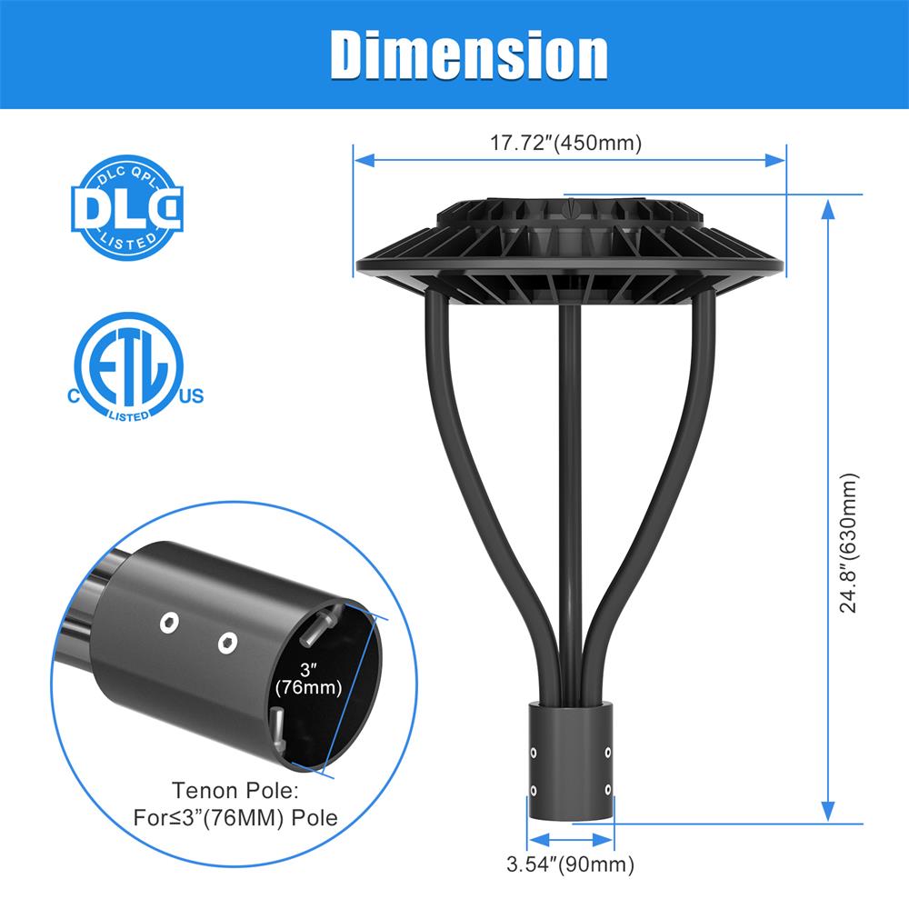 60W 80W 100W 150W 5000K LED Circular Area Post top Light with Photocell ...