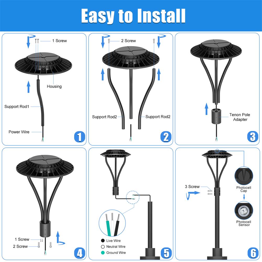 led post top light installation