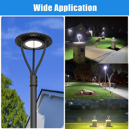 LED Street Post Top Area Circular Lights with Photocell 60W 80W 100W 150W 3000K/4000K/5000K Tunable Outdoor Security Pole Light  ETL DLC Listed