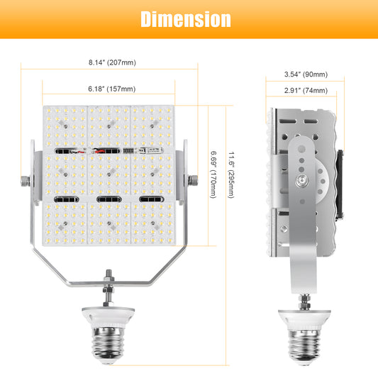 led retrofit kit size for parking lot light