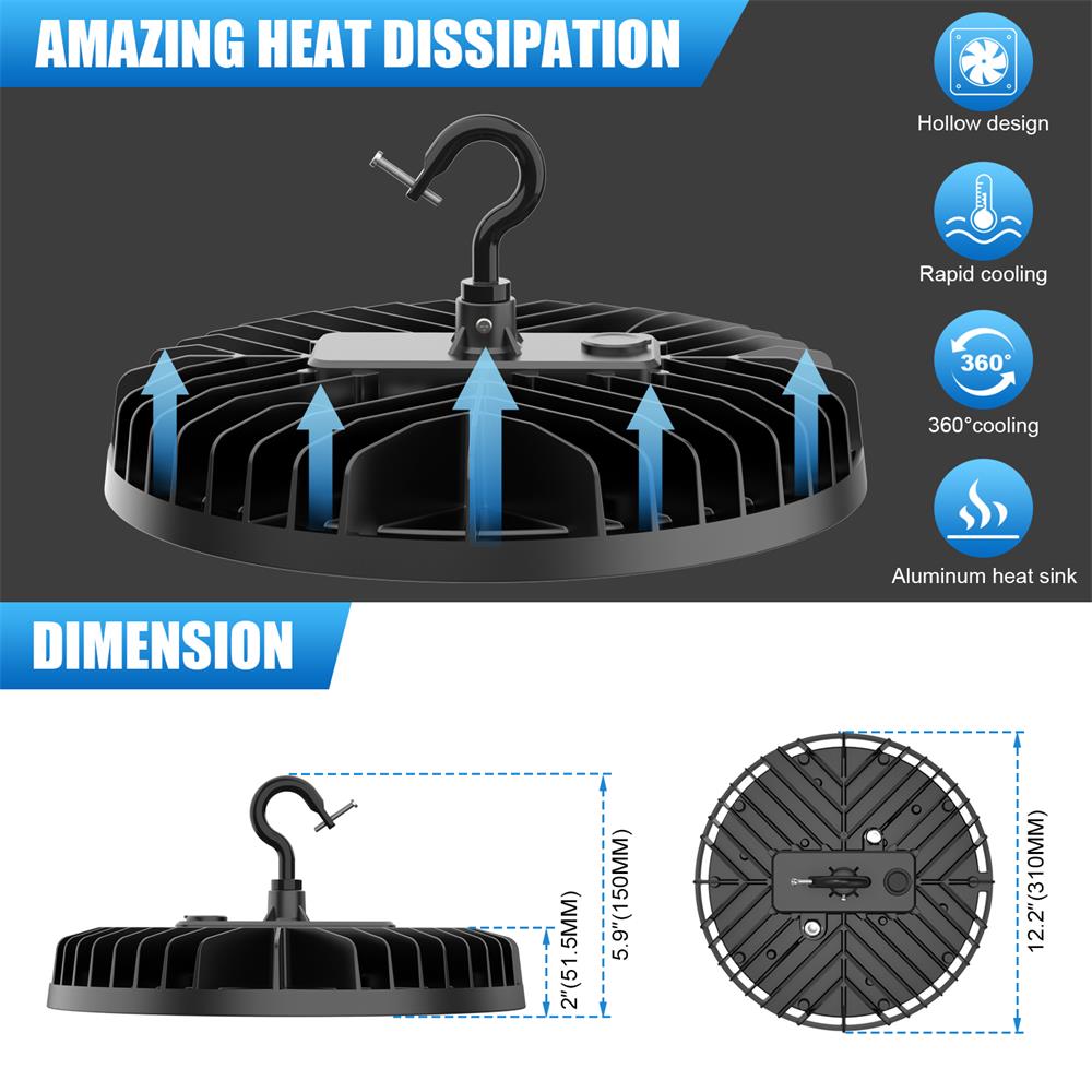 led ufo high bay light size