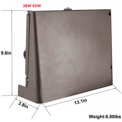 LED Full Cutoff Wall Pack Light with Photocell, Dusk to Dawn Outdoor Security Light, 38W 65W 100W Selectable, 3000K/4000K/5000K, Commercial Exterior Lighting, IP65 Waterproof, 120-277V