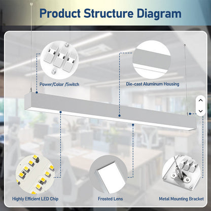 2FT 4FT 8FT LED Linear Lights 25W 30W 35W 40W 50W 60W 70W 80W 100W Watt Tunable 3500/4000/5000/5700/6500K 5CCT 120LM/W Dimmable Linkable Architectural Up and Down Lights