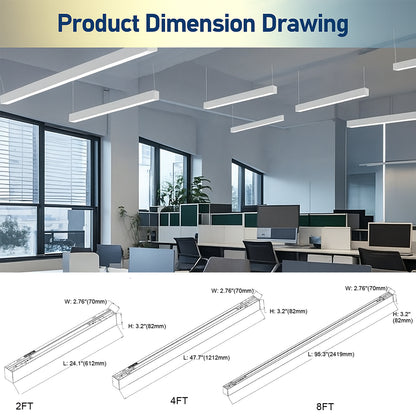 2FT 4FT 8FT LED Linear Lights 25W 30W 35W 40W 50W 60W 70W 80W 100W Watt Tunable 3500/4000/5000/5700/6500K 5CCT 120LM/W Dimmable Linkable Architectural Up and Down Lights
