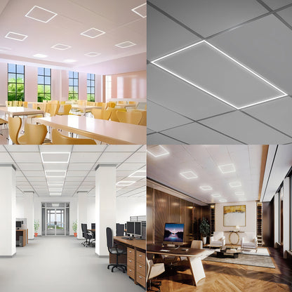 2x2 LED Frame Panel Light, Edge-Lit Flat Panel, 5CCT 3000K–6500K, Wattage Selectable 20W/30W/40W, 0-10V Dimmable, 100-277V Commercial Drop Ceiling Light for Office, School, Hospital, 6 Pack
