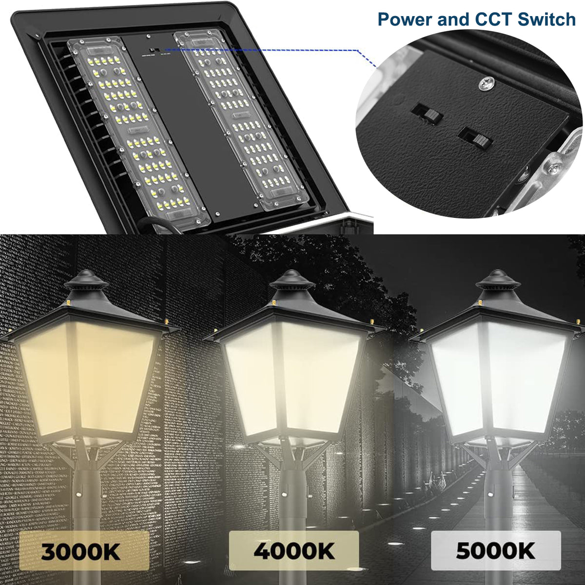 Lantern LED Post Top Light Fixture 30W 60W 100W 120W 3000K 4000K 5000K ...