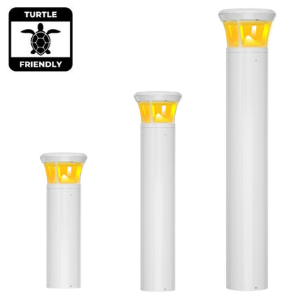 Turtle Friendly LED Bollard Light 24W 590nm Amber Pathway Lighting, 24in , 36in, 42in Available,White Finish