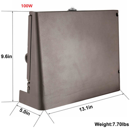 LED Full Cutoff Wall Pack Light with Photocell, Dusk to Dawn Outdoor Security Light, 38W 65W 100W Selectable, 3000K/4000K/5000K, Commercial Exterior Lighting, IP65 Waterproof, 120-277V