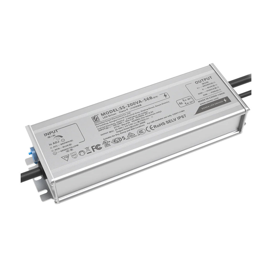 200W LED Driver Power Supply Transformer 100-277V AC to 22-56V DC ...