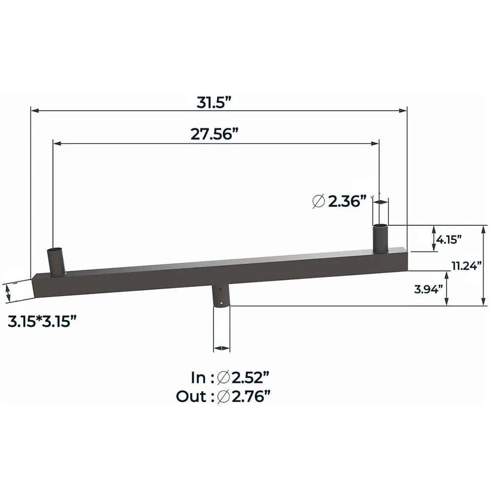2-Light Low Profile Bullhorn Tenon Adapter for Commercial LED Lights