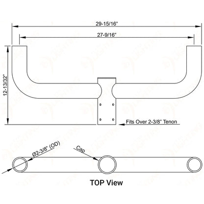 29-15/16 Inch Bullhorn Tenon Adapter for Two LED Shoebox Lights
