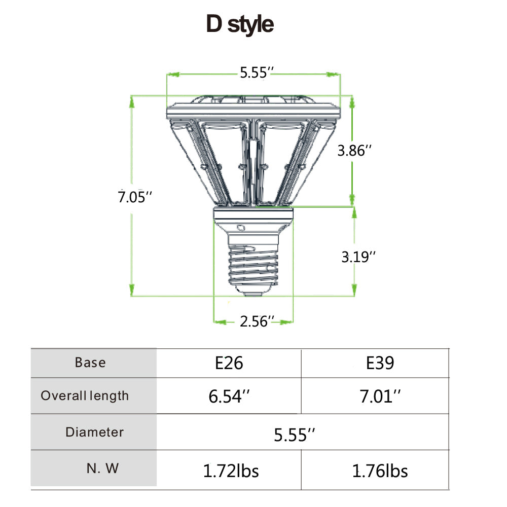 40W LED corn light bulb 5600 lumens for garden and pole light retrofits
