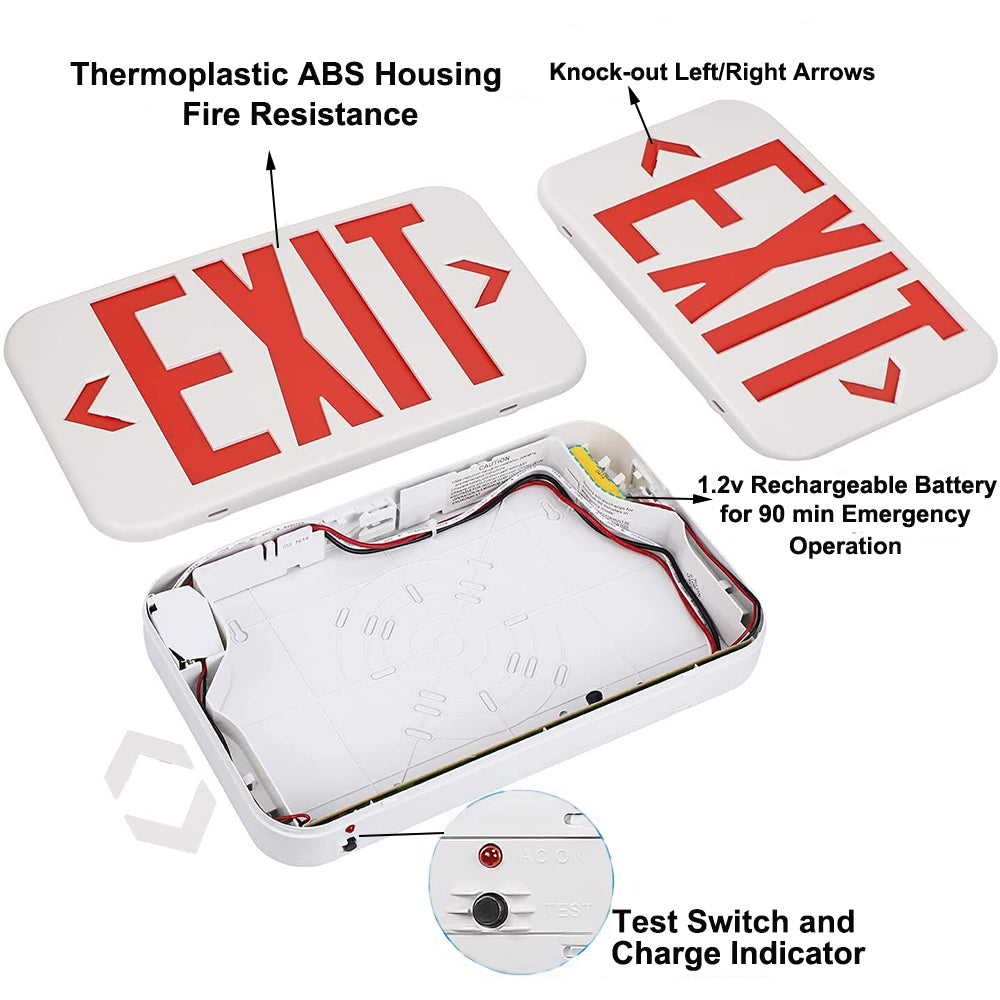 LED Emergency Light with Battery Backup, Adjustable Light Heads, Emergency  Exit Lights for Home Power Failure, High Light Output for Commercial