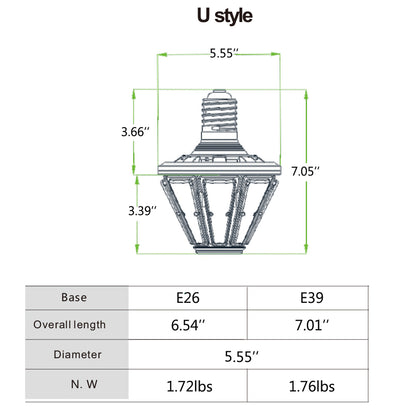50W E39 LED corn bulb 7000 lumens 100-277V metal halide replacement