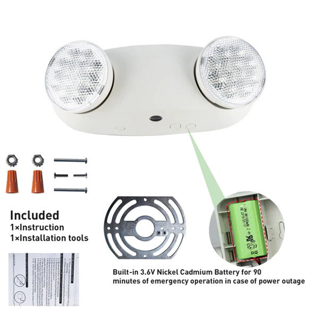 Thermoplastic ALL LED Two Head Emergency Light - 90 Minute Battery (2  Fixtures)