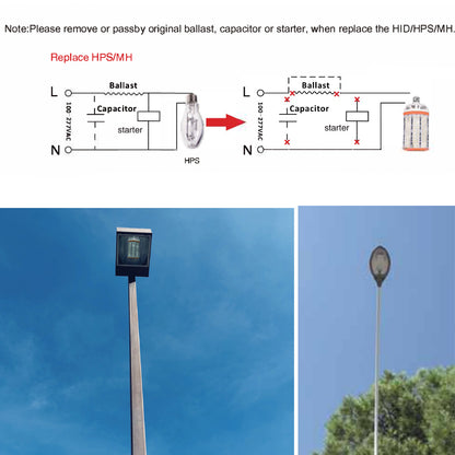 Commercial LED shoebox corn bulb 100-277V for parking lot and area lights
