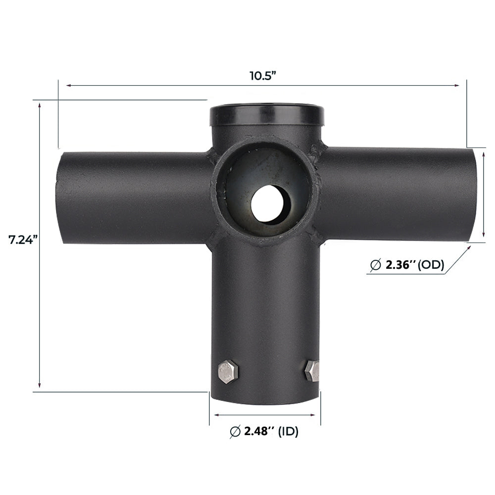 Cross Shape Tenon Adapter with Four 2-3/8 Inch Horizontal Tenons