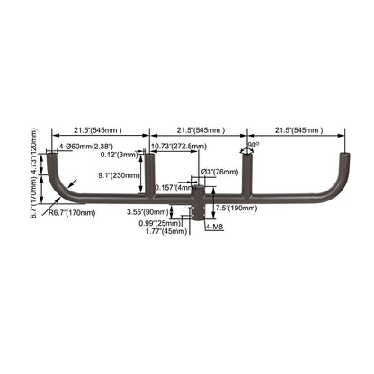 Four Arm Inline Bullhorn Bracket for LED Parking Lot Lights