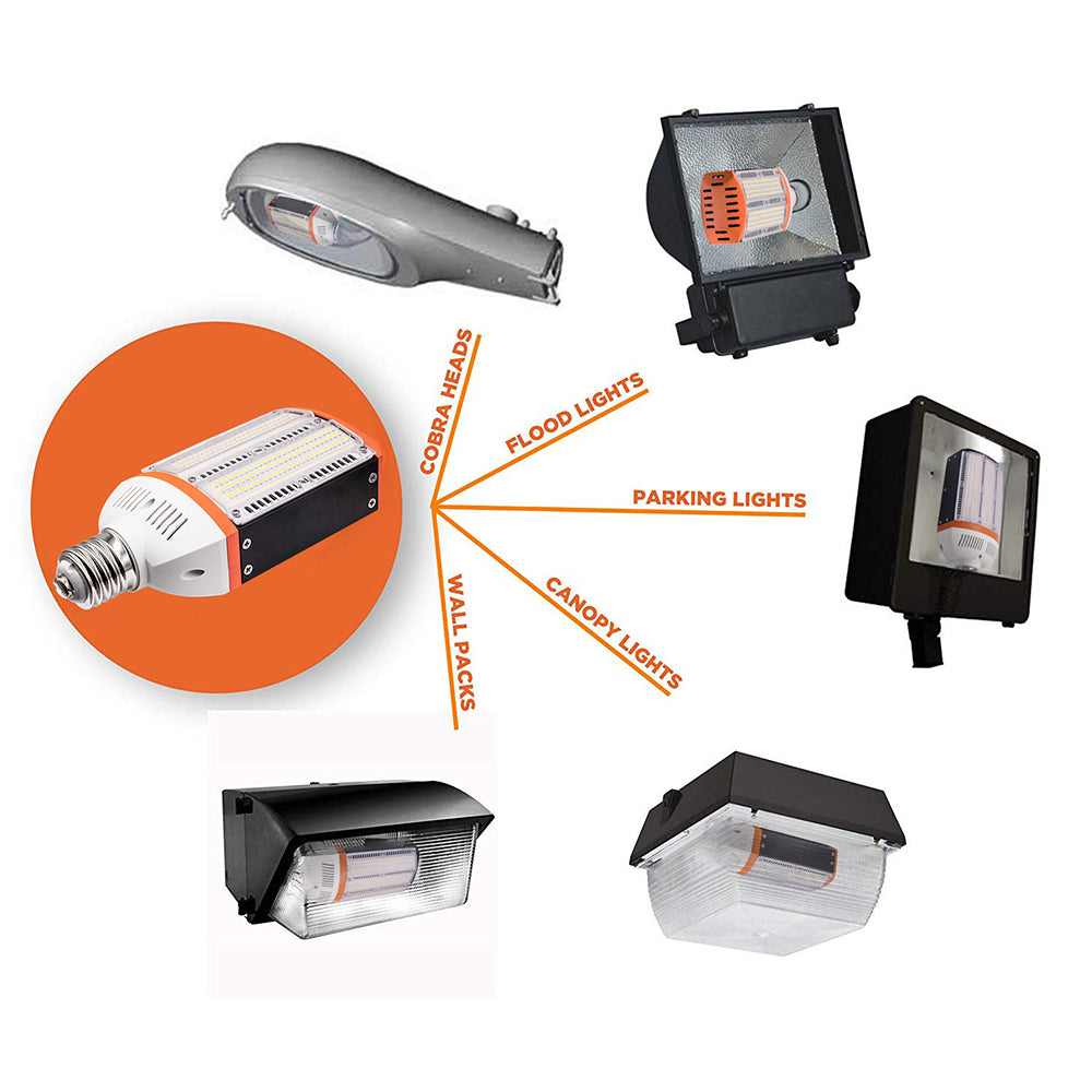 LED shoebox corn bulb retrofit for parking lot area lights and wall packs