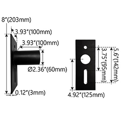 Square Pole Side Tenon Bracket for 2-3/8 Inch Slip Fitter LED Light