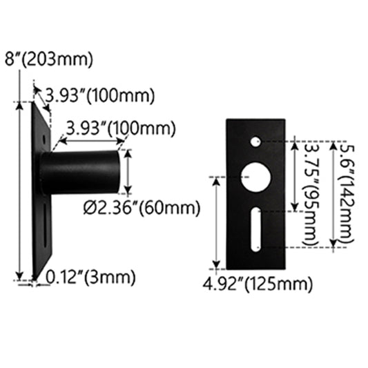 Square Pole Side Tenon Bracket for 2-3/8 Inch Slip Fitter LED Light
