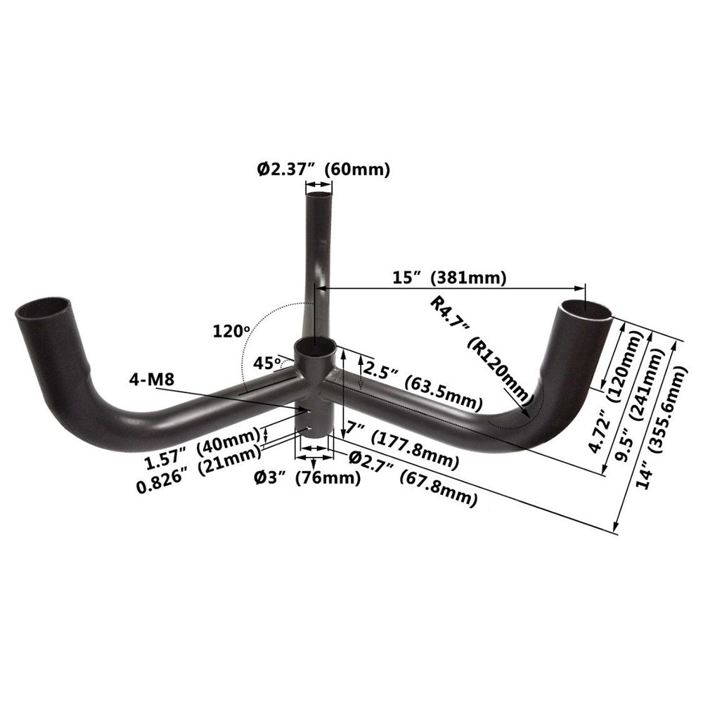 Triple Bullhorn Bracket for Three LED Parking Lot Lights