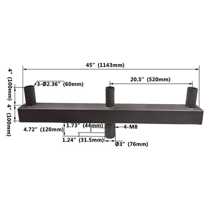 Triple Bullhorn with Three Inline Arms for LED Shoebox Lights