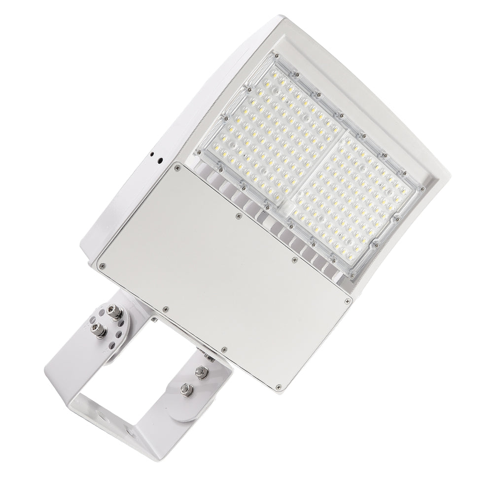 white housing 150w led parking lot light with yoke mount