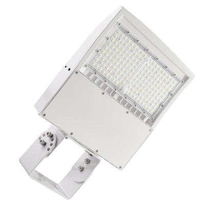 white housing 150w led parking lot light with yoke mount